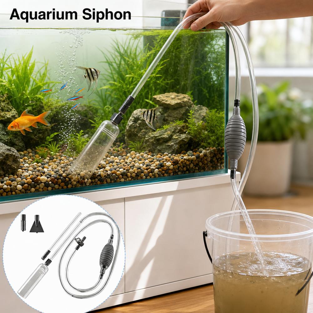 Aquarium Fish Tank Cleaner - Manual Aquarium Siphon Fish Tank Water