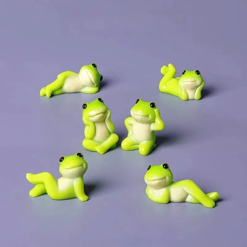 Aquarium Fish Accessories - 6pcs Cartoon Mini Funny Frog Figurine