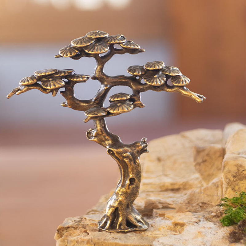 Aquarium Decoration Rock - Mini Welcome Pine Miniature Figurine Copper